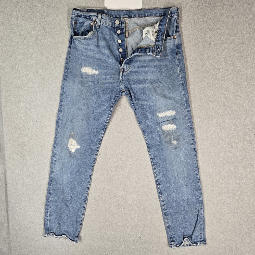 Levi's 501 93 Men Jeans 32X32 Blue Denim Button Fly 29.5" Inseam Distressed